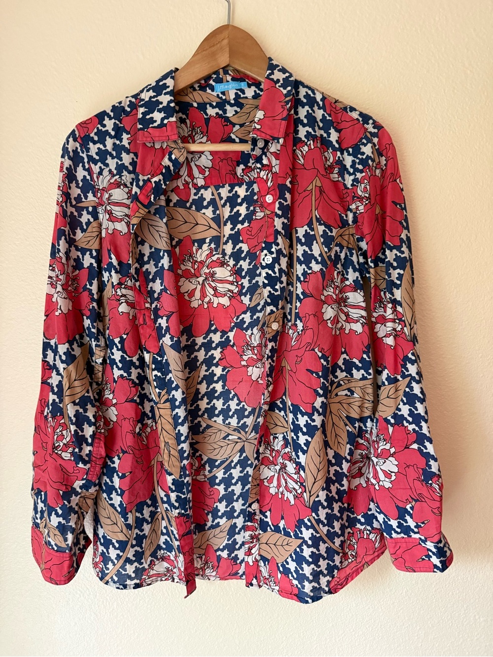 J McLaughlin Printed Button Front Blouse